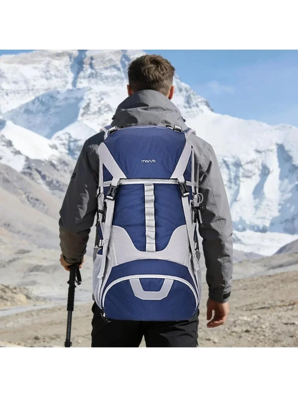 Waterproof 50L Hiking Backpack with Rain Cover, Lightweight Outdoor Daypack